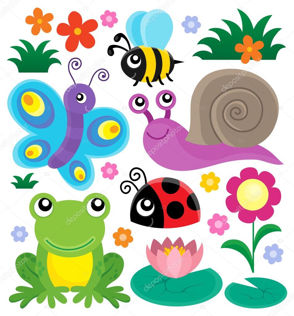 Spring Animals And Insect Theme Set 1 Stock Vector C Clairev