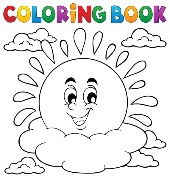 Libro para colorear alegre tema del sol 1 — Vector de stock