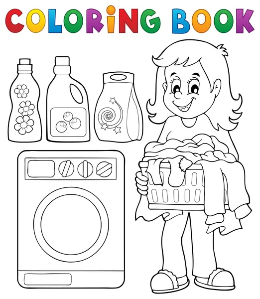 Livro para colorir lavanderia tema 1 — Vetor de Stock