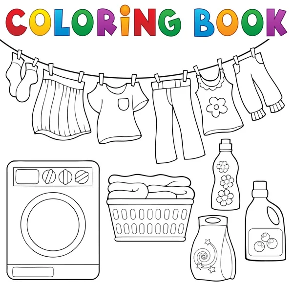 Livro para colorir tema de lavanderia 2 — Vetor de Stock