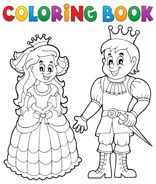 Libro da colorare principessa e principe — Vettoriale Stock