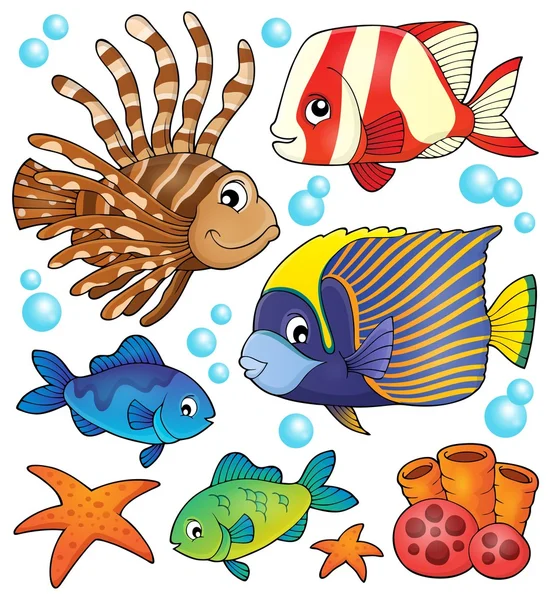 Colección temática de peces de arrecife de coral 1 — Vector de stock