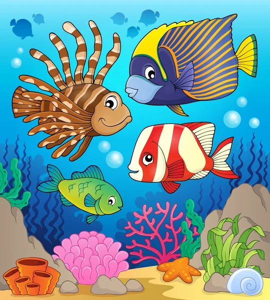 Arrecife de coral peces tema imagen 1 — Vector de stock