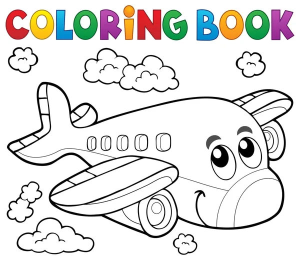 Libro para colorear avión tema 2 — Vector de stock