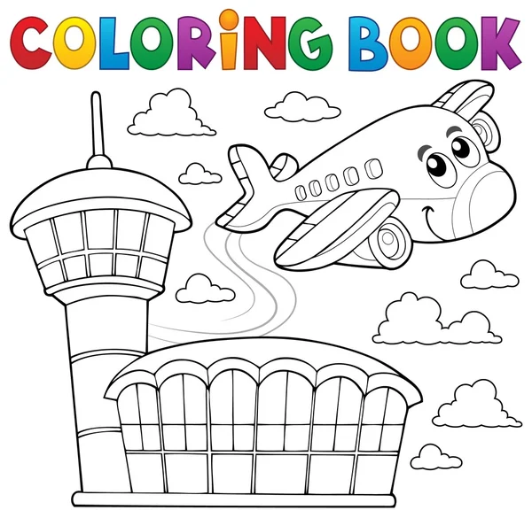 Libro para colorear avión tema 3 — Vector de stock