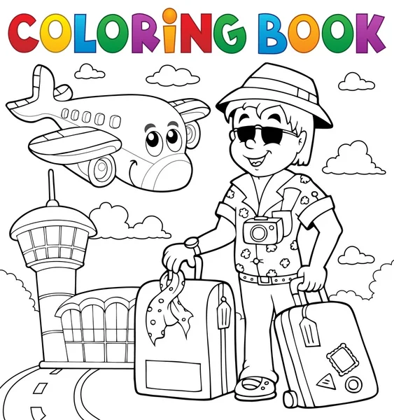 Libro para colorear viajes temáticas 2 — Vector de stock