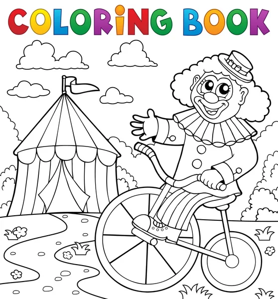 Coloring book clown nära cirkustema 3 — Stock vektor