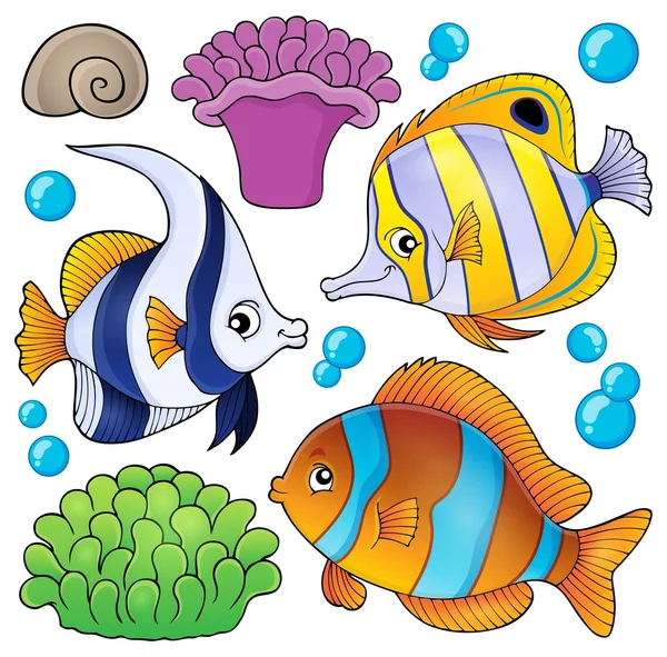 Coral reef fish theme collection 3 — Stock Vector