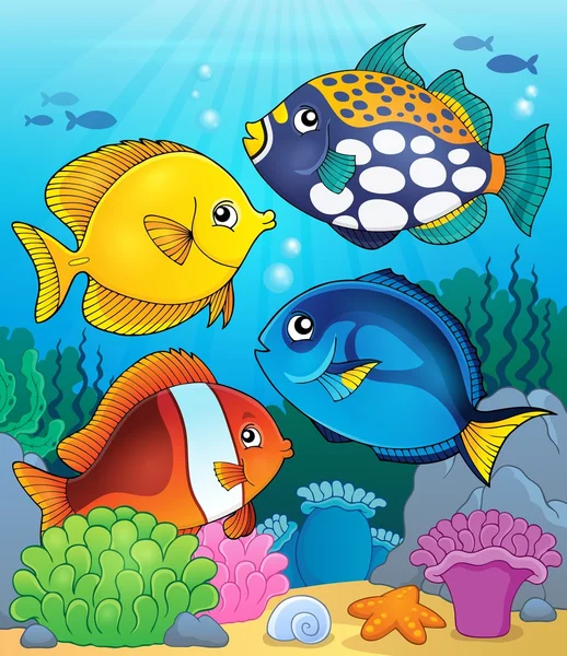 Coral recife peixe tema imagem 4 — Vetor de Stock