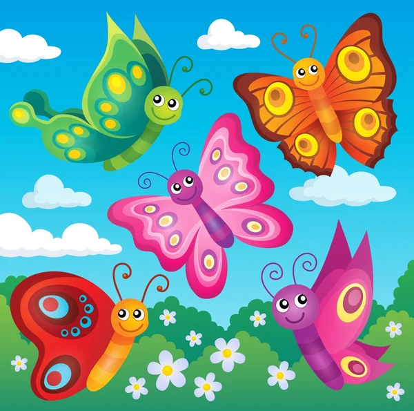 Glückliche Schmetterlinge Thema Bild 1 — Stockvektor