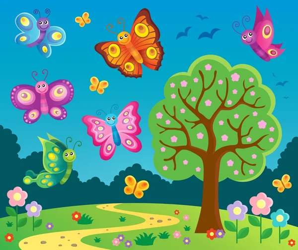 Feliz mariposas tema imagen 6 — Vector de stock