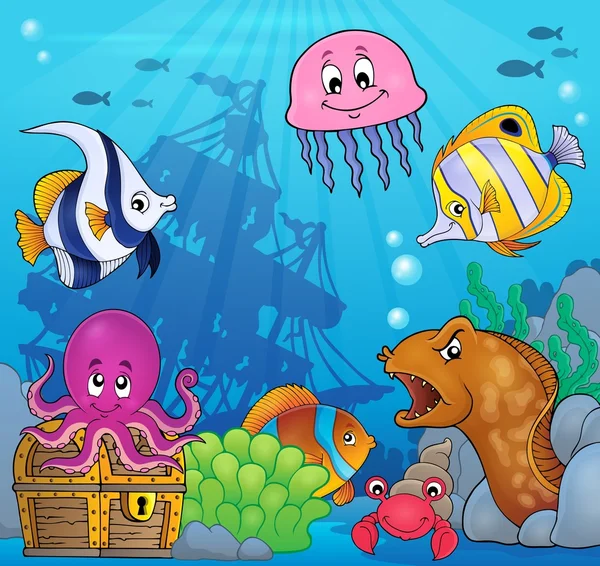 Underwater ocean fauna tema 8 — Stock vektor