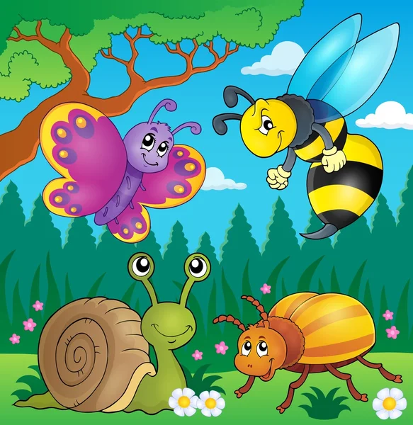 Primavera animales e insectos tema imagen 4 — Vector de stock