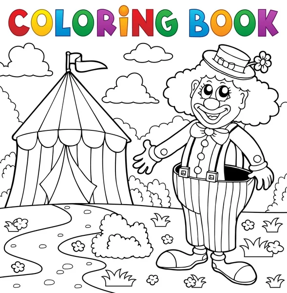 Coloring book clown nära cirkustema 5 — Stock vektor