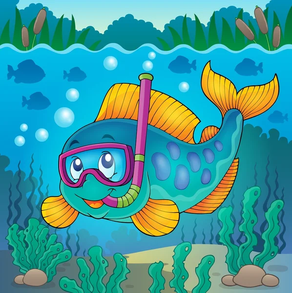 Snorkel peixe imagem tema mergulhador 4 — Vetor de Stock