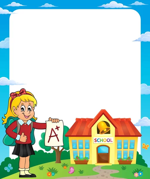 Frame with school girl 2 — Stock Vector