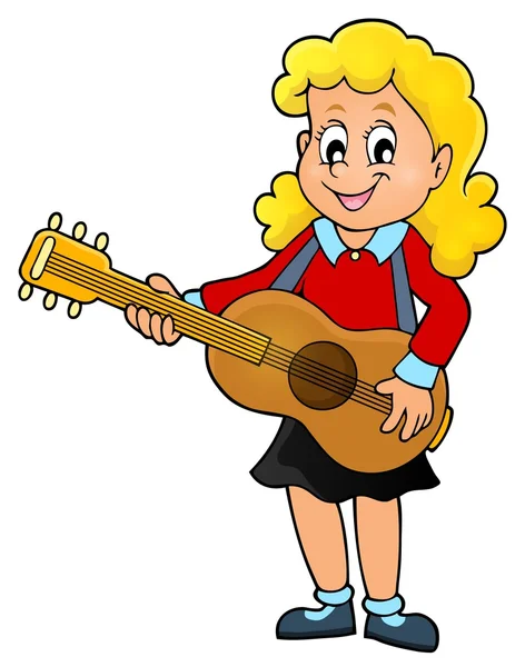 Gambar tema pemutar gitar perempuan 1 - Stok Vektor