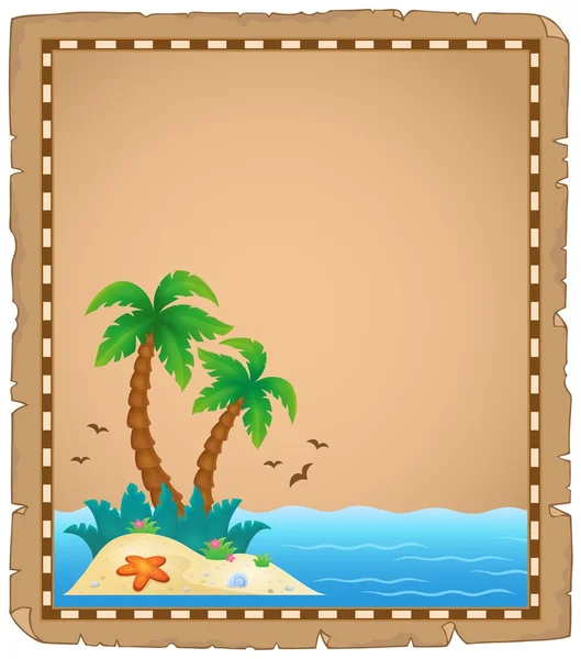 Parchemin avec île tropicale thème 1 — Image vectorielle