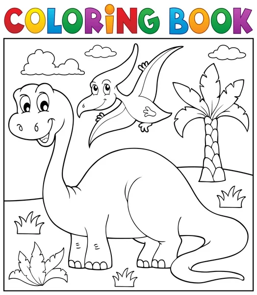 Coloring book dinosaur theme 3 — Stock Vector