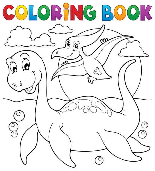 Libro da colorare dinosauro tema 7 — Vettoriale Stock