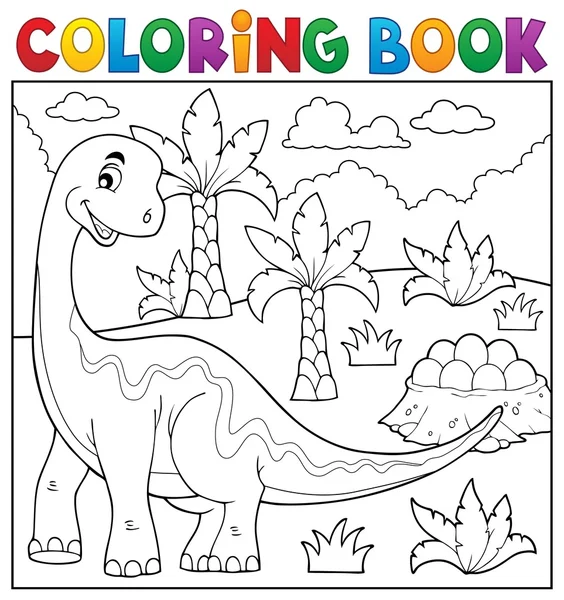 Färg bok dinosaurie ämne 6 — Stock vektor