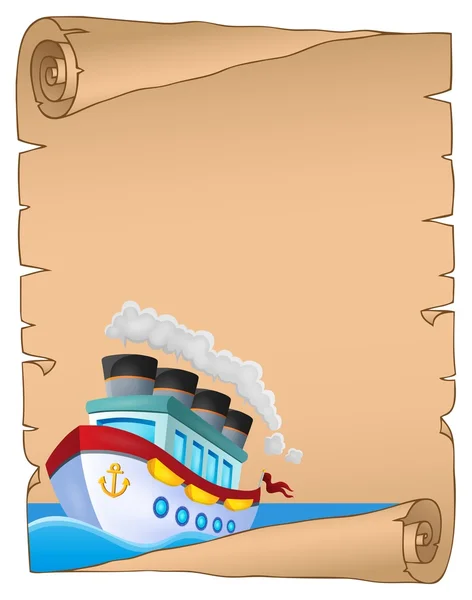 Pergamena con tema nave nautica 1 — Vettoriale Stock