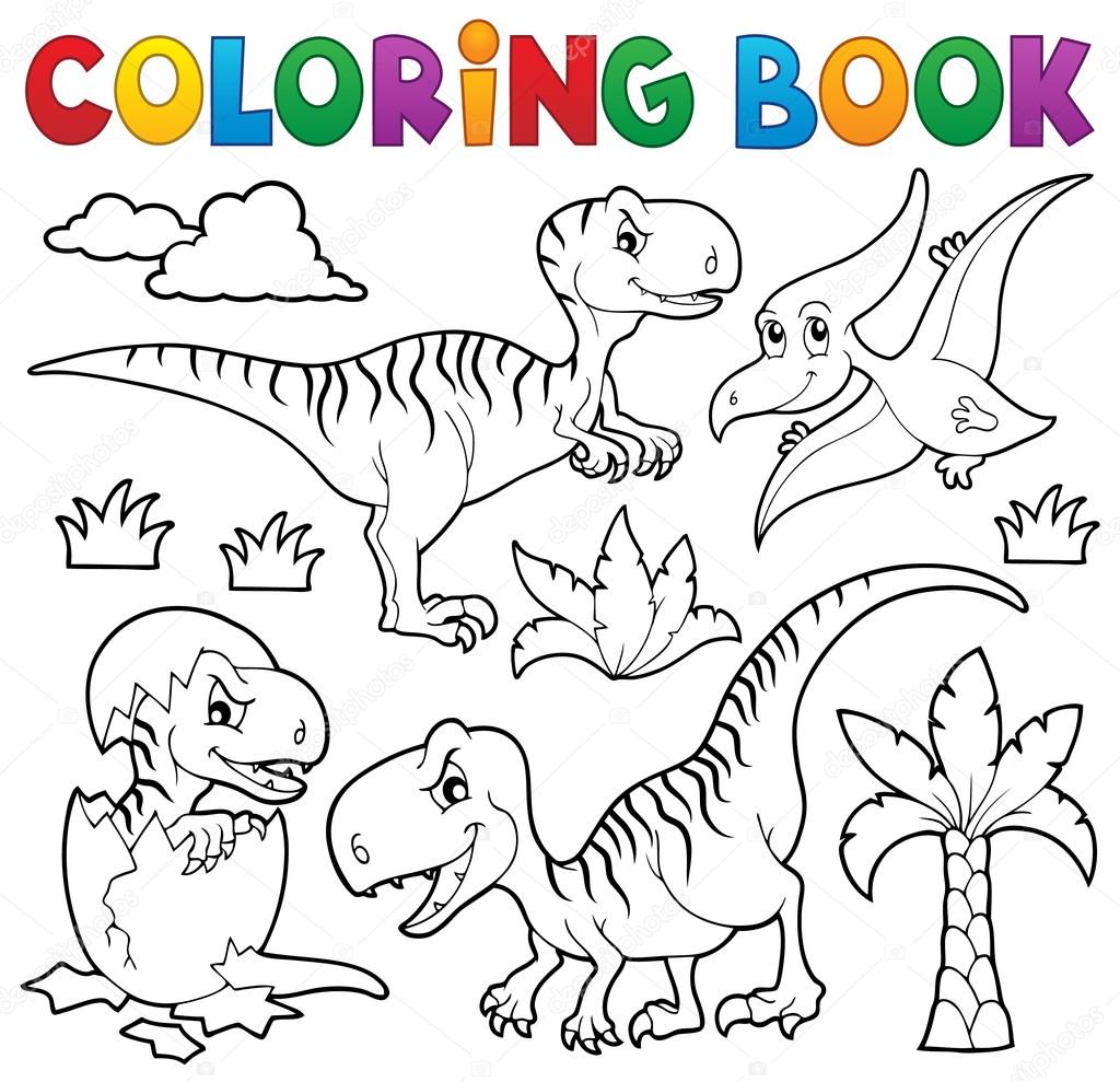 Ilustração Vetorial Livro Colorir Com Coleção Desenhos Animados Dinossauro  imagem vetorial de dualoro© 180405852