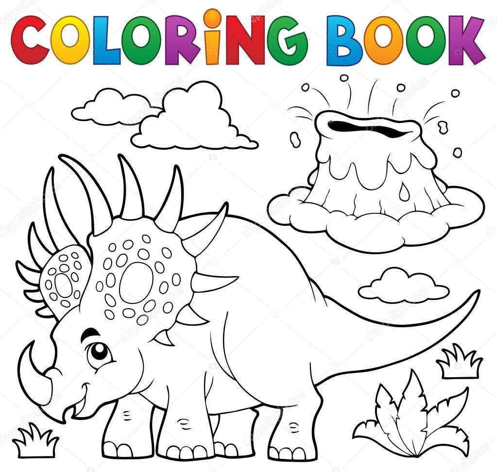 Desenho Composição Dinossauro Livro Colorir Eps10 Ilustração