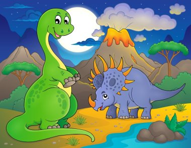 Night landscape with dinosaur theme 7 clipart