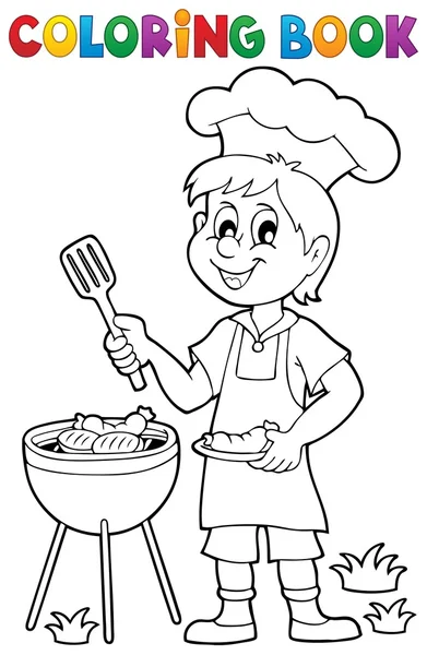 Coloring book barbeque theme 1 — Stock Vector