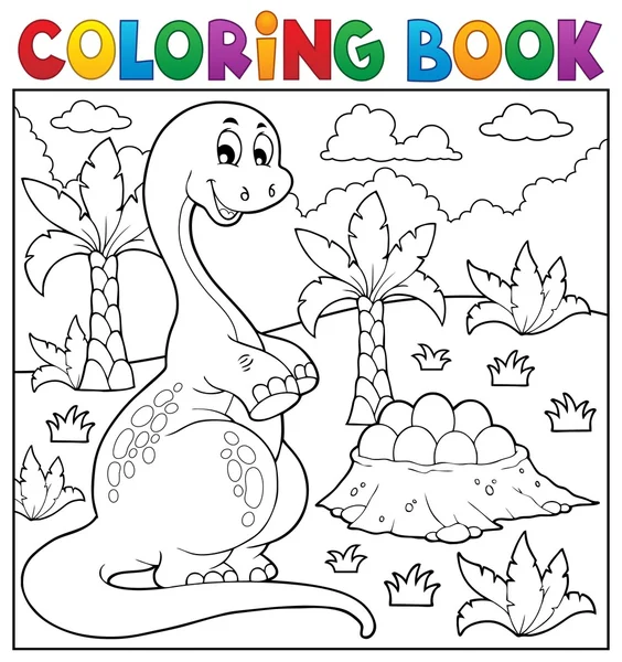Книга-раскраска Динозавр на тему 8 — стоковый вектор