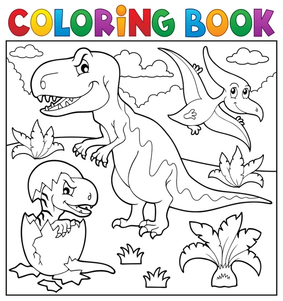 Coloring book dinosaur topic 9 — Stock Vector