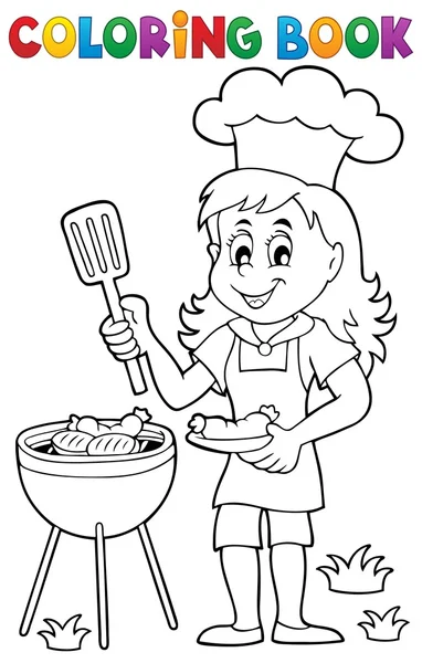 Livre à colorier barbecue thème 2 — Image vectorielle