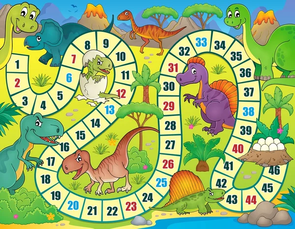 Gioco da tavolo con tema dinosauro 1 — Vettoriale Stock