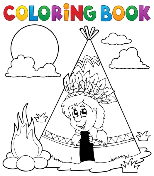Livro para colorir Imagem do tema indiano 3 — Vetor de Stock