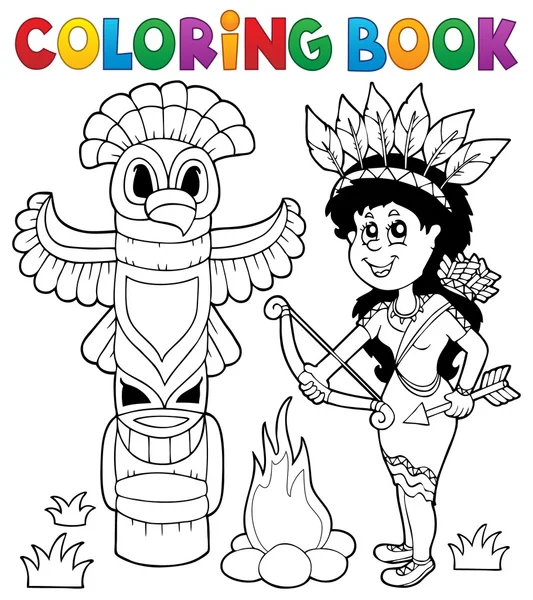 Livro para colorir Imagem do tema indiano 4 —  Vetores de Stock