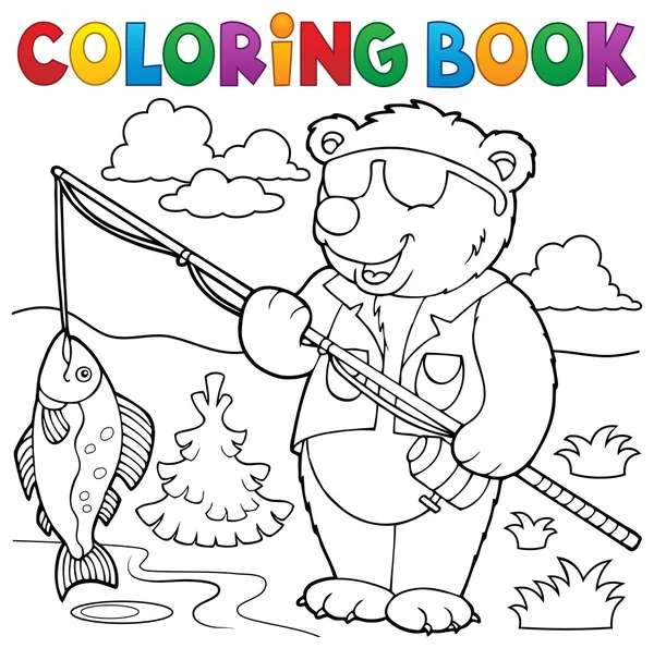 Coloring book bear fisherman theme 1 Royalty Free Stock Illustrations