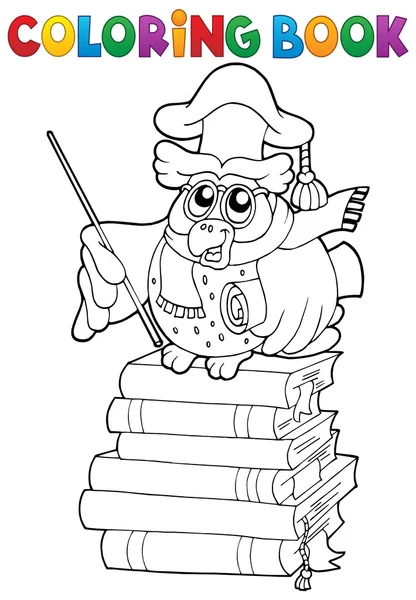 Coloring book owl teacher theme 2 — Stock Vector