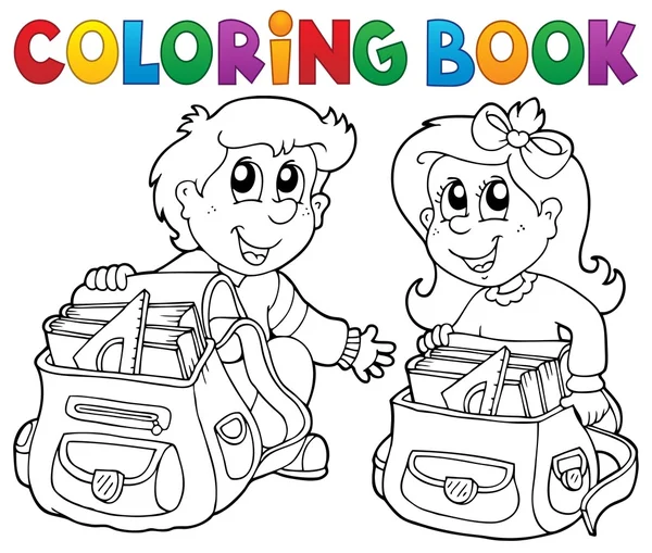 Colorir livro escola crianças tema 3 — Vetor de Stock