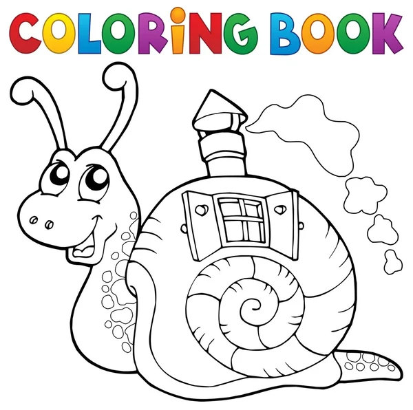 Coloring book snail with shell house — Stock Vector