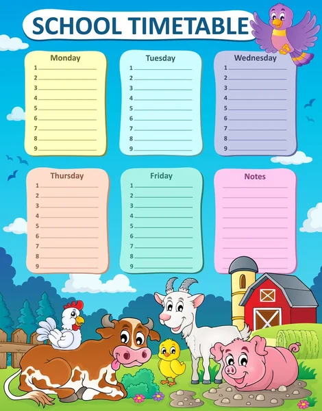 Weekly school timetable thematics 5 — Stock Vector