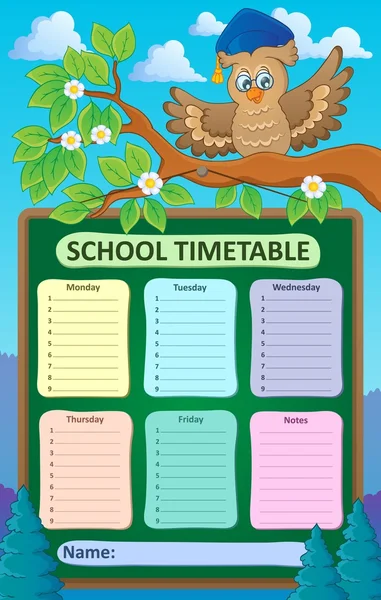 Weekly school timetable topic 1 — Stock Vector