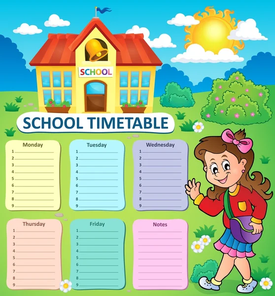 Horaire scolaire hebdomadaire thème 3 — Image vectorielle