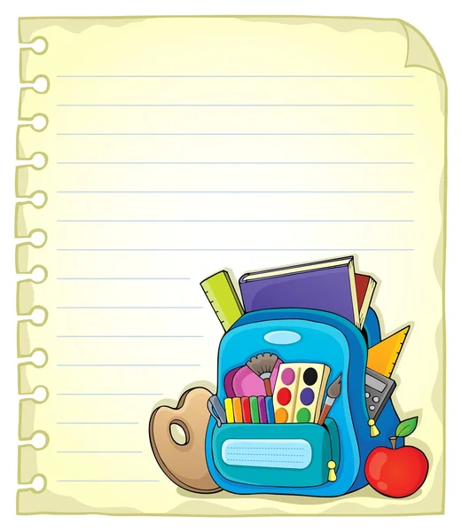 Página de caderno com saco escolar 1 — Vetor de Stock