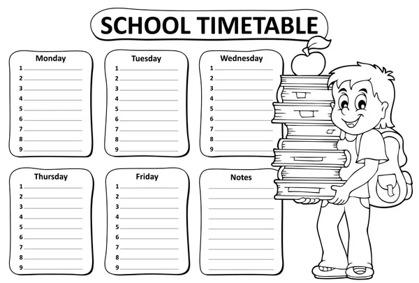 Black and white school timetable theme 2 — Stock Vector