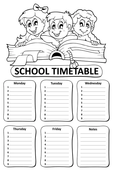 Μαύρο και άσπρο θέμα χρονοδιάγραμμα σχολείο 6 — Διανυσματικό Αρχείο