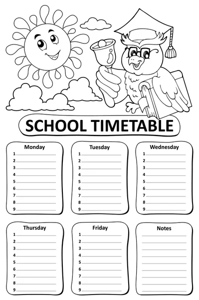 Tema del horario de la escuela en blanco y negro 8 — Vector de stock