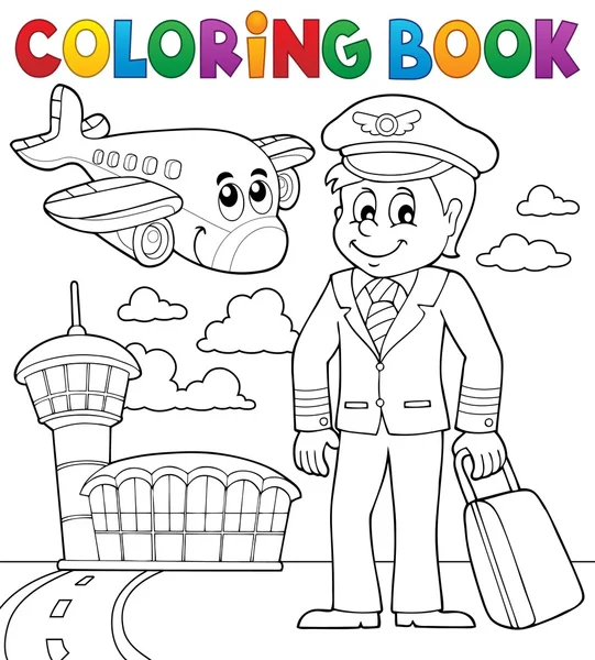 Coloring book aviation theme 1 — Stock Vector