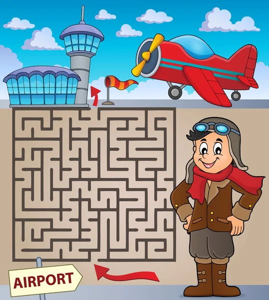 Maze 3 with aviation thematics 1 — Stock Vector