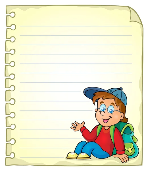 Notebook page with schoolboy — Stock Vector